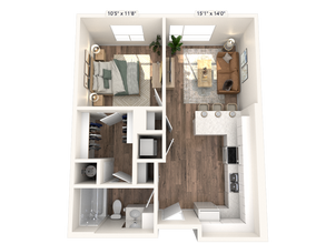 Phoenix Scholar House 1/1 586 SF floor plan
